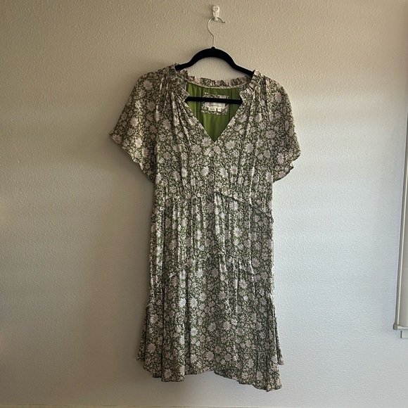 Anthropologie Robin Tiered Floral Mini Dress in Green Sz XS - Picture 3 of 10